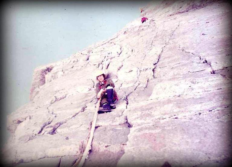 Morten en las "maromas" del Dent de Geant